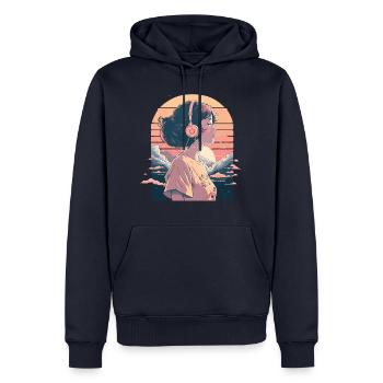 Fille mélomane - Sweat à capuche Premium bio Homme - bleu marine - Devant - Nico (187cm)