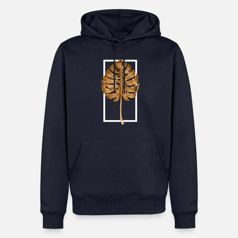 Monstera Leaf Rétro - Sweat à capuche Premium bio Homme - bleu marine