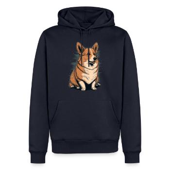 Fat Corgi - Men’s Premium Organic Hoodie - navy - Front - Nico (187cm)