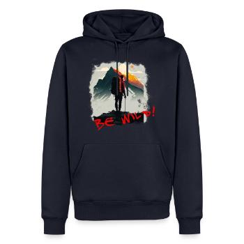Be Wild - Männer Premium Bio Hoodie - Navy - Vorne - Nico (187cm)