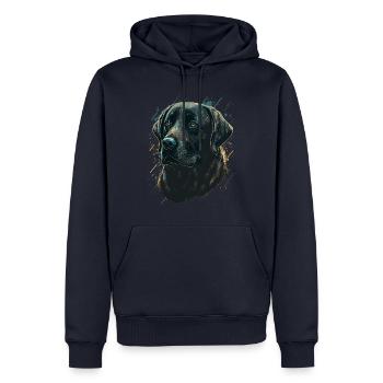 Labrador retriever sur fond de peinture - Sweat à capuche Premium bio Homme - bleu marine - Devant - Nico (187cm)
