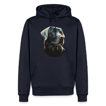 Labrador Retriever auf glühenden Lichtern - Männer Premium Bio Hoodie - Navy - Vorne - Nico (187cm)