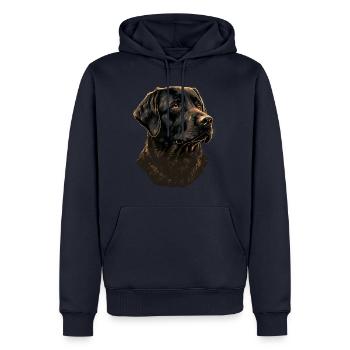 Schwarzer Labrador Retriever - Männer Premium Bio Hoodie - Navy - Vorne - Nico (187cm)