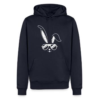 Osterhase mit Sonnenbrille | Vintage - Männer Premium Bio Hoodie - Navy - Vorne - Nico (187cm)