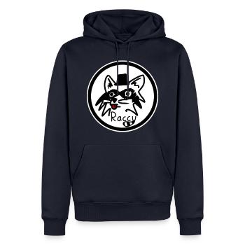 Rassiges Waschbär-Logo - Männer Premium Bio Hoodie - Navy - Vorne - Nico (187cm)