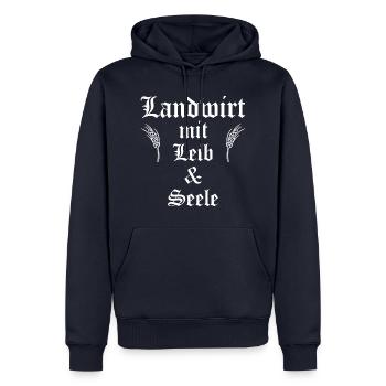 Leib Seele Landwirtschaft Landwirt Spruch Sprüche - Männer Premium Bio Hoodie - Navy - Vorne - Nico (187cm)