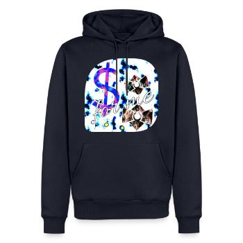 For me $ - Club WoW - Männer Premium Bio Hoodie - Navy - Vorne - Nico (187cm)