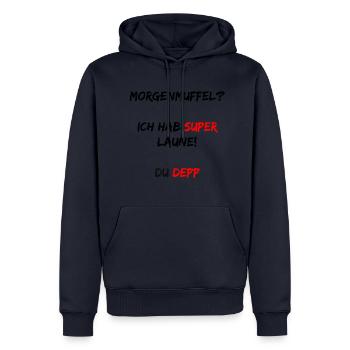 Morgenmuffel - Männer Premium Bio Hoodie - Navy - Vorne - Nico (187cm)