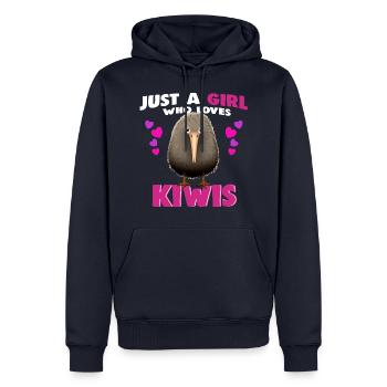 Just a Girl who Loves Kiwis - Männer Premium Bio Hoodie - Navy - Vorne - Nico (187cm)