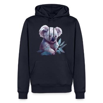 Cute koala with eucalyptus leaf - Men’s Premium Organic Hoodie - navy - Front - Nico (187cm)
