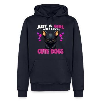 Just a Girl who Loves Cute Dogs - Männer Premium Bio Hoodie - Navy - Vorne - Nico (187cm)