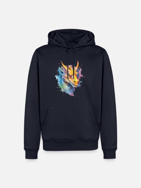 Ein farbenfroher Drache im Watercolor Style - Männer Premium Bio Hoodie - Navy