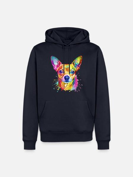 Ein farbenfroher Chihuahua - Männer Premium Bio Hoodie - Navy