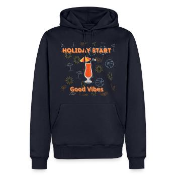 Début de vacances Good Vibes seulement - Sweat à capuche Premium bio Homme - bleu marine - Devant - Nico (187cm)