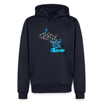 Dolphinn GeomeTRIX bunt - Männer Premium Bio Hoodie - Navy - Vorne - Nico (187cm)