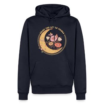 ENJOY THE LITTLE THINGS - Männer Premium Bio Hoodie - Navy - Vorne - Nico (187cm)