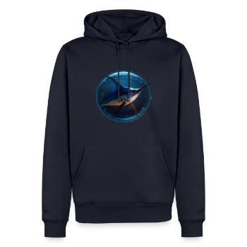 Marlin in blue Water - Männer Premium Bio Hoodie - Navy - Vorne - Nico (187cm)