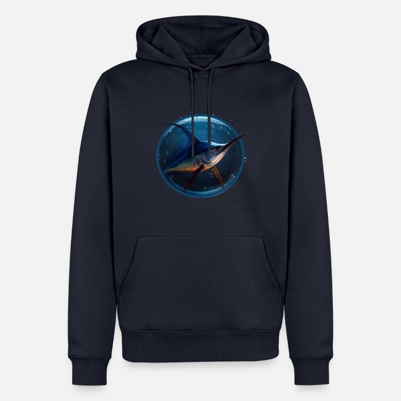 Marlin dans l’eau bleue - Sweat à capuche Premium bio Homme - bleu marine