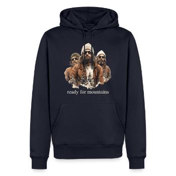 Prêt pour la montagne - Sweat à capuche Premium bio Homme - bleu marine - Devant - Nico (187cm)