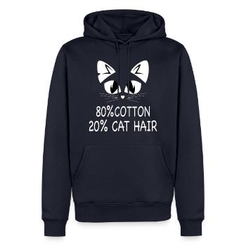 80% Coton, 20% Poil de chat - Sweat à capuche Premium bio Homme - bleu marine - Devant - Nico (187cm)
