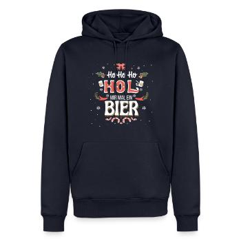 Hässlicher Weihnachtspullover Lustige Tiere Lustiges Bier - Männer Premium Bio Hoodie - Navy - Vorne - Nico (187cm)