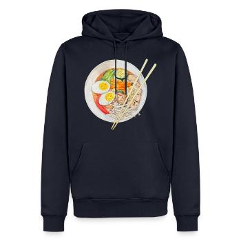 Soupe Ramen, Soupe de nouilles japonaise, Japon, Chine - Sweat à capuche Premium bio Homme - bleu marine - Devant - Nico (187cm)