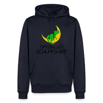 Offizielles Schlafshirt Dino T-Rex Mond Pyjama - Männer Premium Bio Hoodie - Navy - Vorne - Nico (187cm)