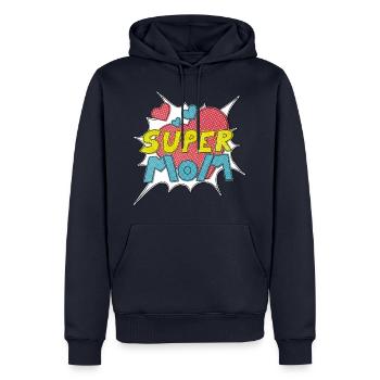 Fête des mères Supermom Super Mom Meilleure bande dessinée de maman - Sweat à capuche Premium bio Homme - bleu marine - Devant - Nico (187cm)