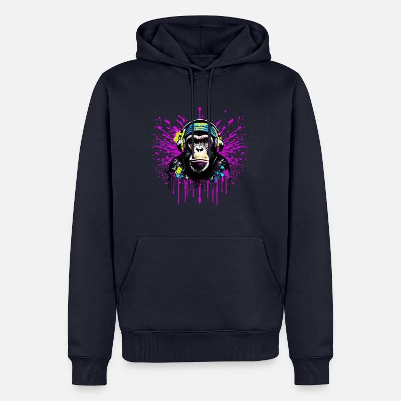 DJ Monkey Affe mit Graffiti - Männer Premium Bio Hoodie - Navy