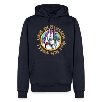 Und plötzlich war ich voll - Männer Premium Bio Hoodie - Navy - Vorne - Nico (187cm)