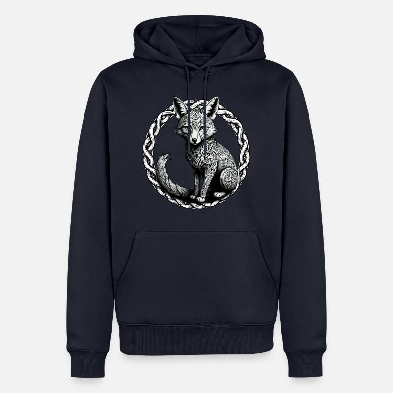 Fuchs mit keltischem Knoten 01 - Männer Premium Bio Hoodie - Navy