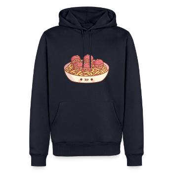 Cute Spaghetti And Meatballs Pasta - Men’s Premium Organic Hoodie - navy - Front - Nico (187cm)