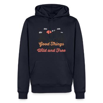 Sauvage et libre liberté de randonnée nature - Sweat à capuche Premium bio Homme - bleu marine - Devant - Nico (187cm)