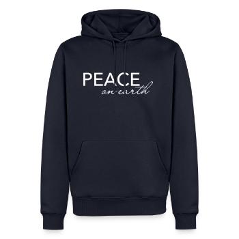 peace on earth, Frieden auf Erden - Männer Premium Bio Hoodie - Navy - Vorne - Nico (187cm)