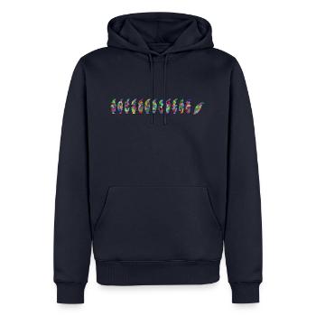 Penguins with Gekko - Men’s Premium Organic Hoodie - navy - Front - Nico (187cm)