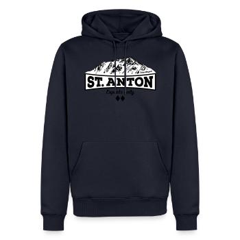 St. Anton Schindlergrat - Men’s Premium Organic Hoodie - navy - Front - Nico (187cm)