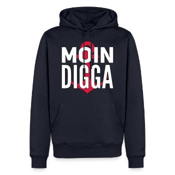 Moin Digga Hamburg - Men’s Premium Organic Hoodie - navy - Front - Nico (187cm)