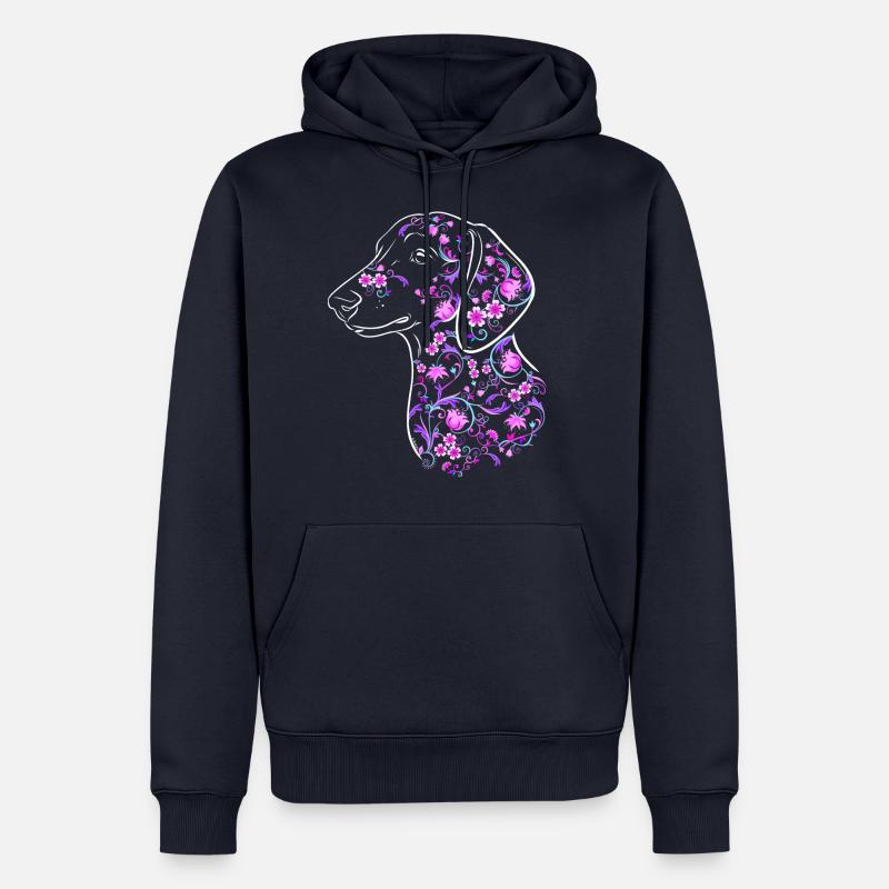 Fleurs de teckel II - Sweat à capuche Premium bio Homme - bleu marine