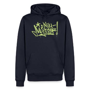 Neumünster Graffiti T Shirt - Männer Premium Bio Hoodie - Navy - Vorne - Nico (187cm)