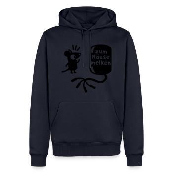 Melkmaschine - Zum Mäuse melken - Line - Männer Premium Bio Hoodie - Navy - Vorne - Nico (187cm)