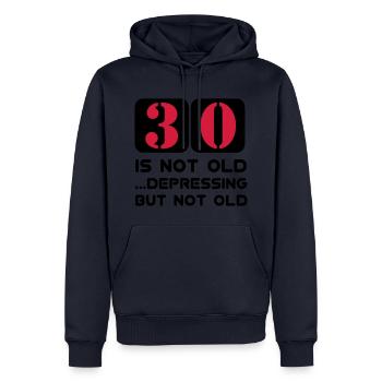 30 dreizigster trente anniversaire, 30 n'est pas - Sweat à capuche Premium bio Homme - bleu marine - Devant - Nico (187cm)