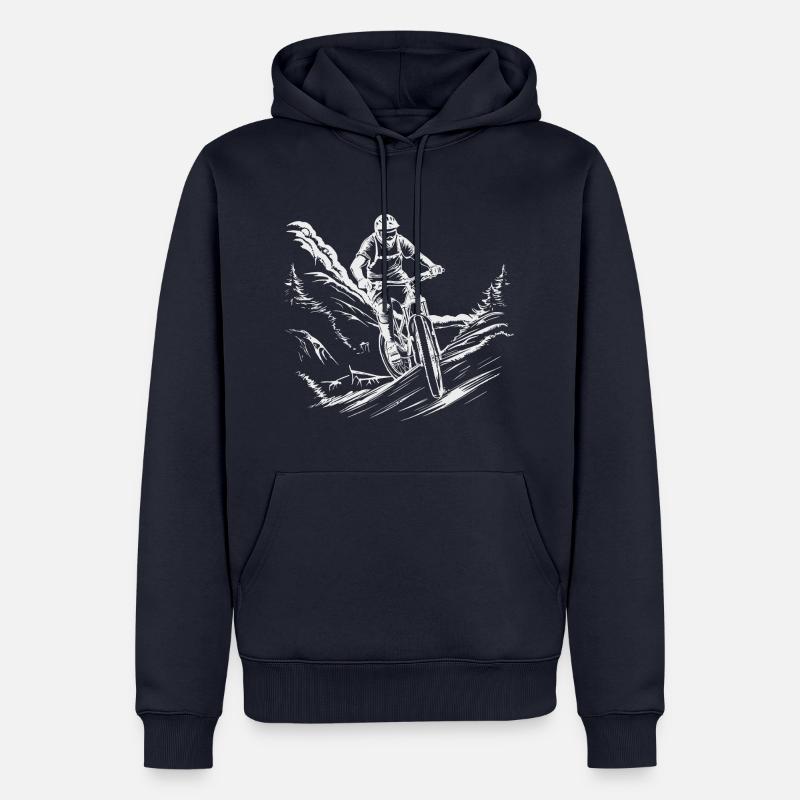 VTT Descente - Sweat à capuche Premium bio Homme - bleu marine