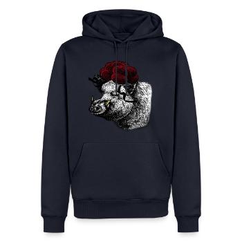 Sanglier / sanglier avec Bollenhut de la Forêt-Noire - Sweat à capuche Premium bio Homme - bleu marine - Devant - Nico (187cm)