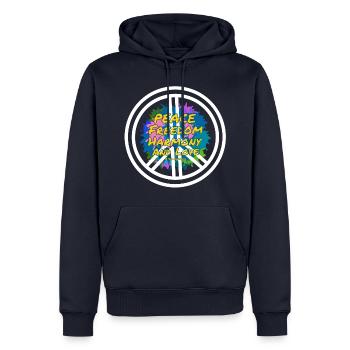 #love #peace #freedom and #harmony #totheworld #we - Männer Premium Bio Hoodie - Navy - Vorne - Nico (187cm)