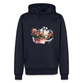 Berg - Männer Premium Bio Hoodie - Navy - Vorne - Nico (187cm)