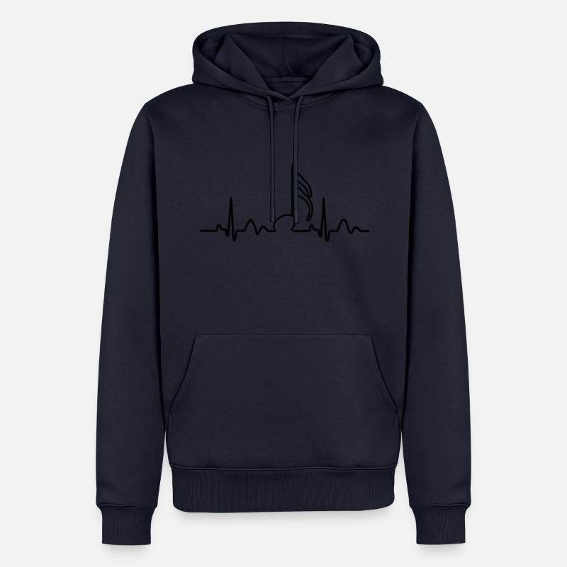 Lignes de coeur, coeur impulsion 1/16 Note pour - Sweat à capuche Premium bio Homme - bleu marine