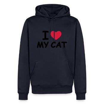 I Love my Cat - Männer Premium Bio Hoodie - Navy - Vorne - Nico (187cm)