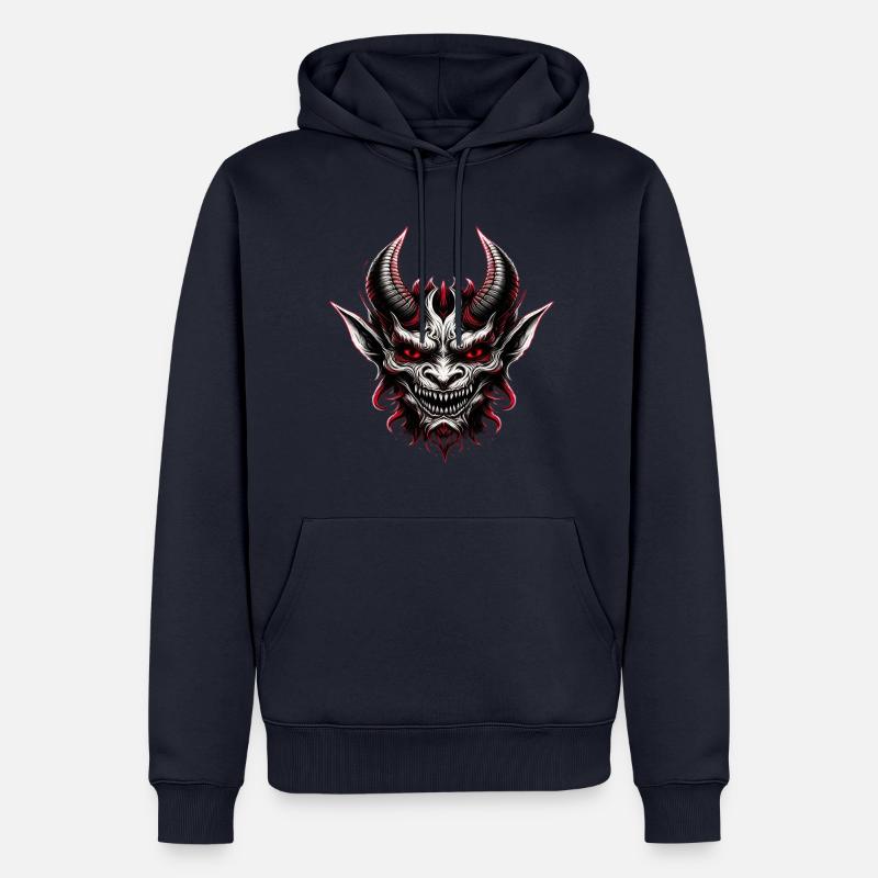 Fureur déchaînée Démon Visage effrayant - Sweat à capuche Premium bio Homme - bleu marine