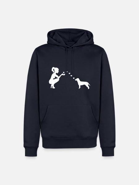 Jack Russell Terrier mit Frau - Männer Premium Bio Hoodie - Navy