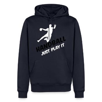 Handball - Just play it - Männer Premium Bio Hoodie - Navy - Vorne - Nico (187cm)